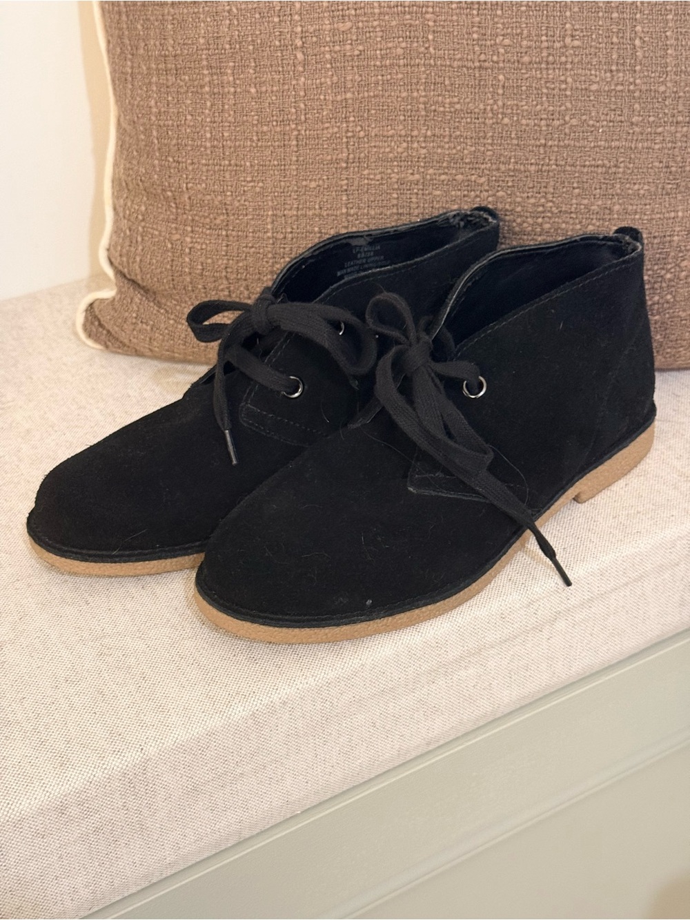 Lucky Brand Black Suede Lace-Up Ankle Boots